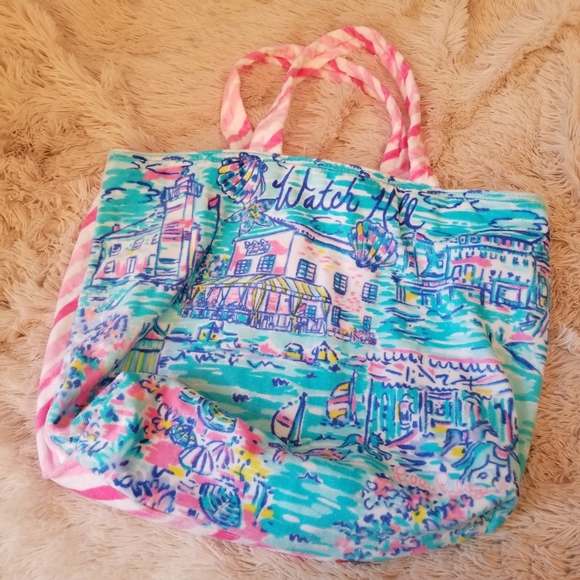 lilly pulitzer terry cloth beach bag